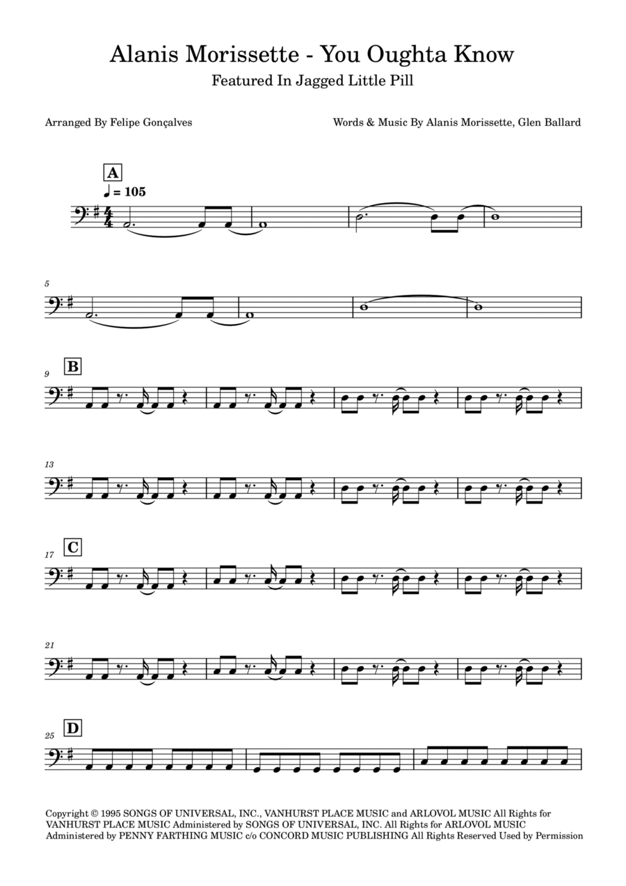 You Oughta Know Bass Guitar scores gallery preview page 1
