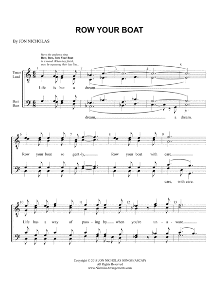 Row Your Boat Row Your Boat TTBB scores gallery preview page 1