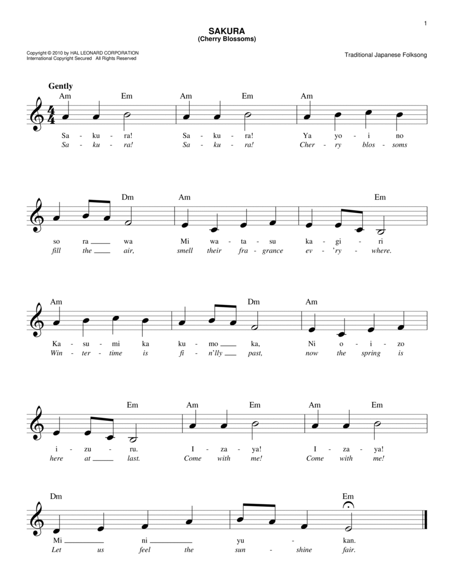 Sakura (Cherry Blossoms) Sakura (Cherry Blossoms) Piano scores gallery preview page 1