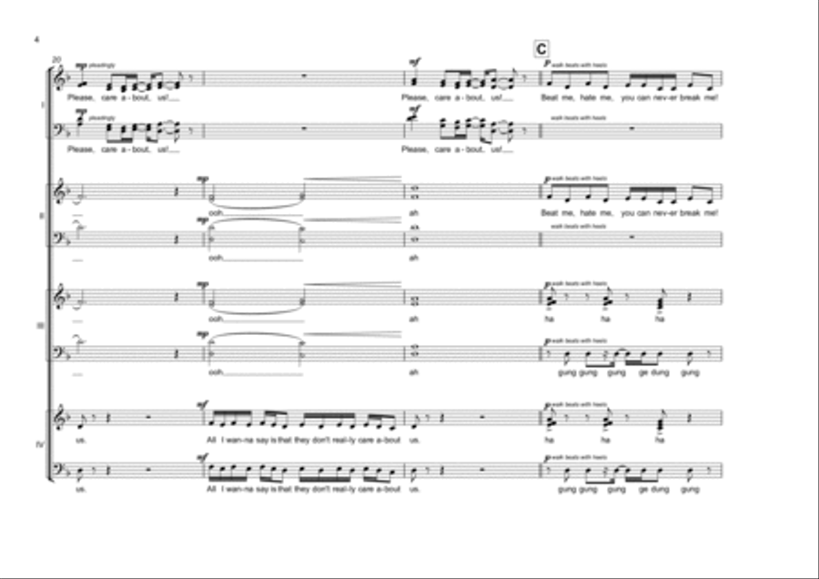They Don't Care About Us They Don't Care About Us Choir scores gallery preview page 4