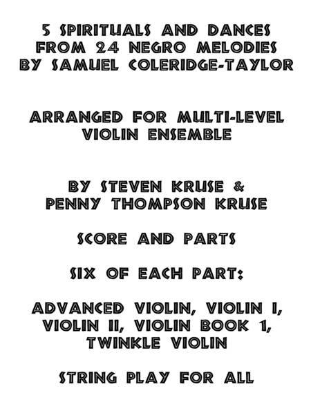 5 Spirituals and Dances from "24 Negro Melodies" by Samuel Coleridge-Taylor for Multi-Level Violin E image number null