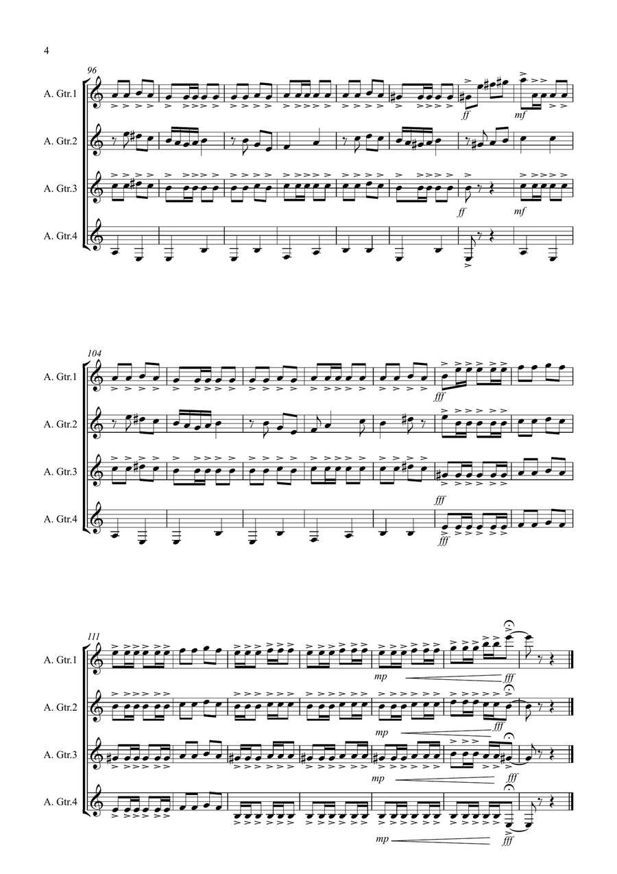 Flamenco Fantastico for Guitar Quartet Guitar Ensemble scores gallery preview page 4