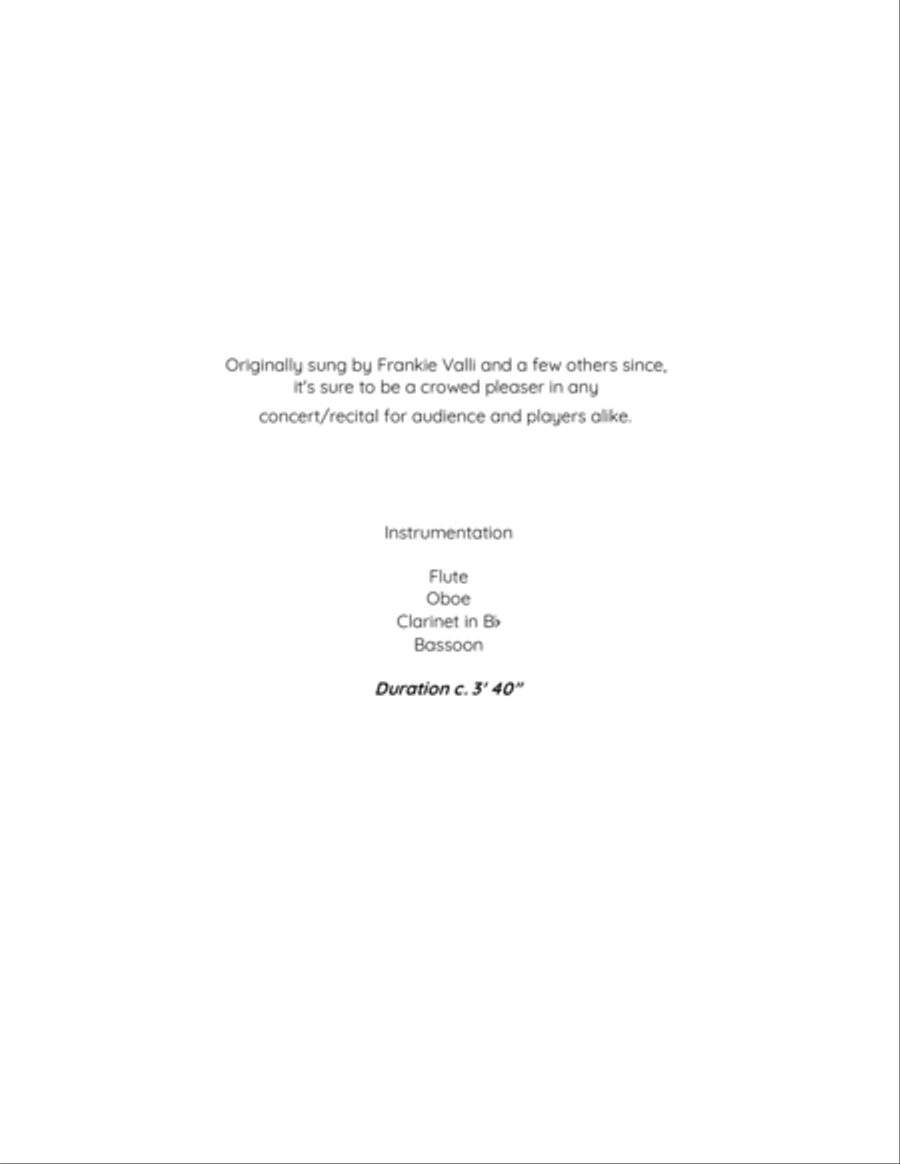 Can't Take My Eyes Off Of You Woodwind Quartet scores gallery preview page 2