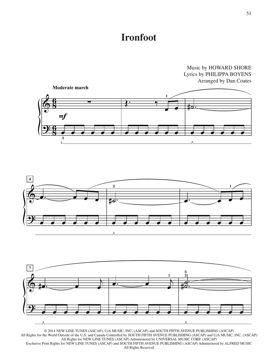 Ironfoot (from The Hobbit: The Battle of the Five Armies) (arr. Dan Coates) Easy Piano scores gallery preview page 1