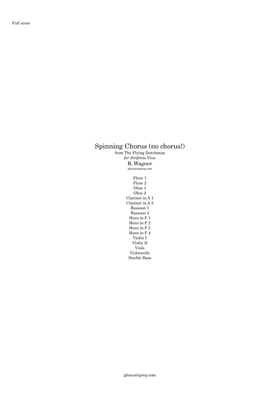 The Spinning Chorus (from the Opera 