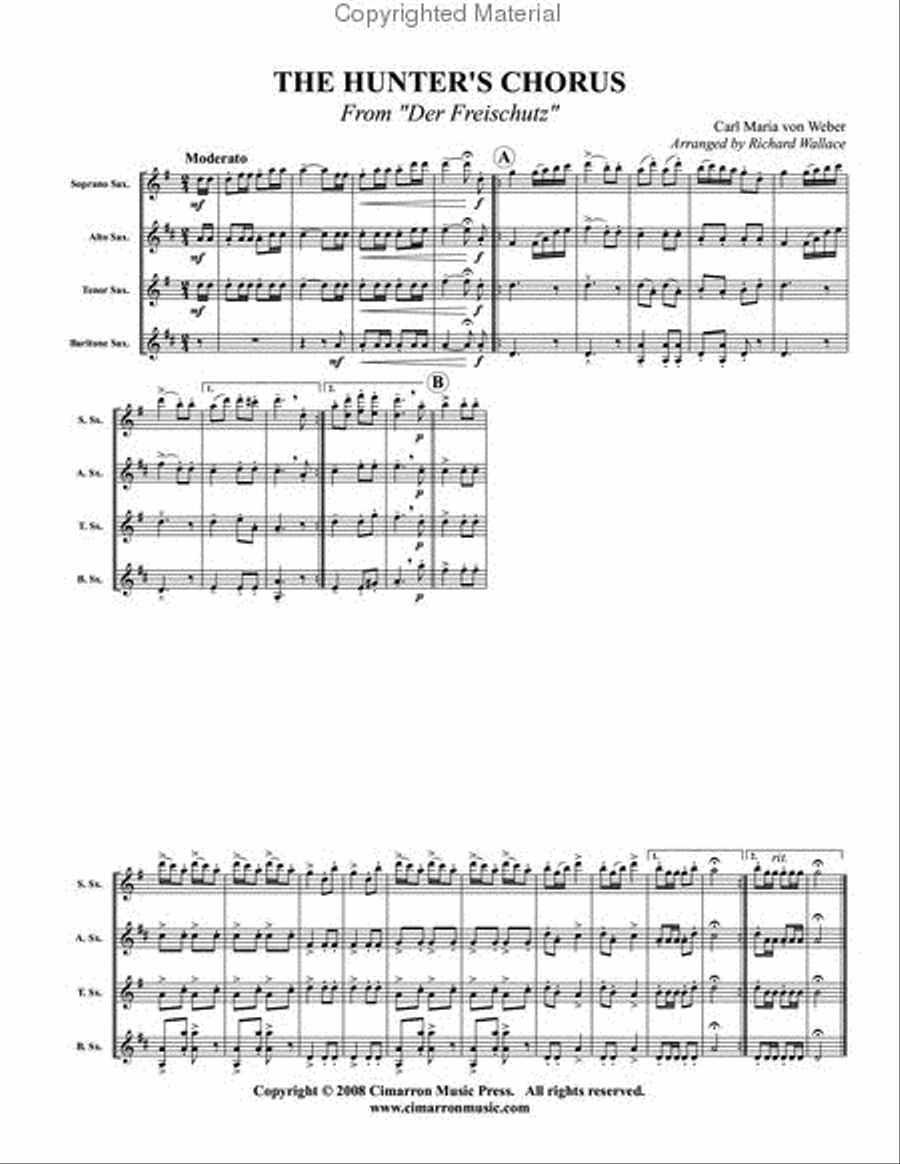 The Hunter's Chorus The Hunter's Chorus Saxophone Quartet scores gallery preview page 2