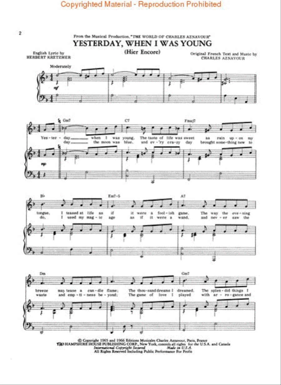 Yesterday When I Was Young School and Community scores gallery preview page 2
