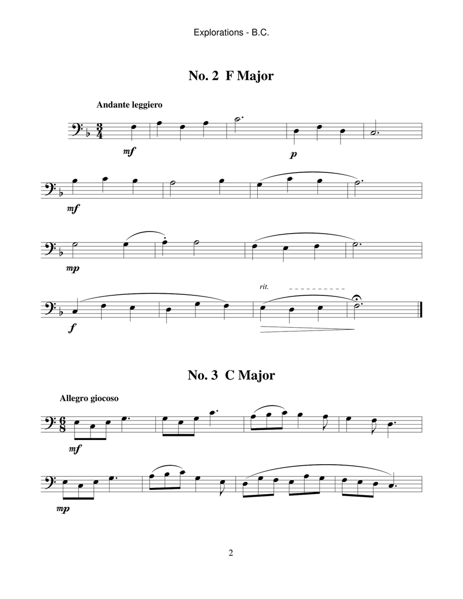 Explorations: Etudes for Euphonium, Baritone Horn or Trombone Brass Duet scores gallery preview page 2