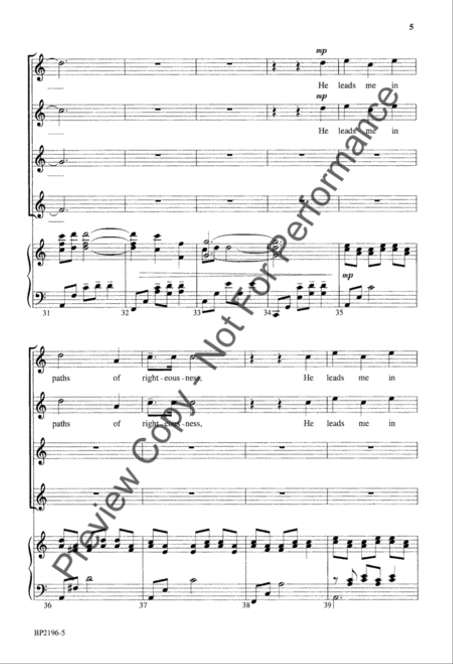 Psalm 23 - Courtney - SSAA SSAA scores gallery preview page 6