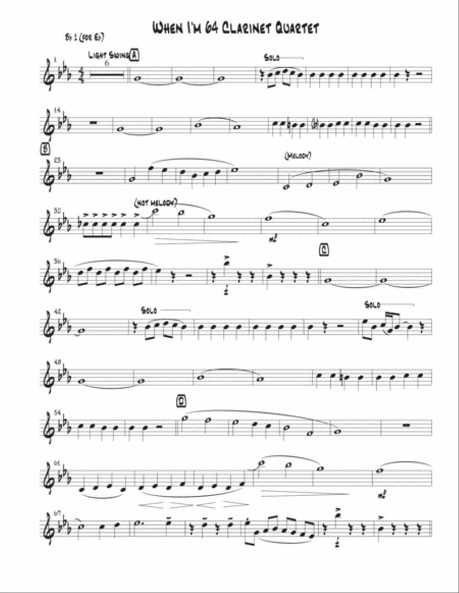 When I'm Sixty-four Woodwind Quartet scores gallery preview page 1