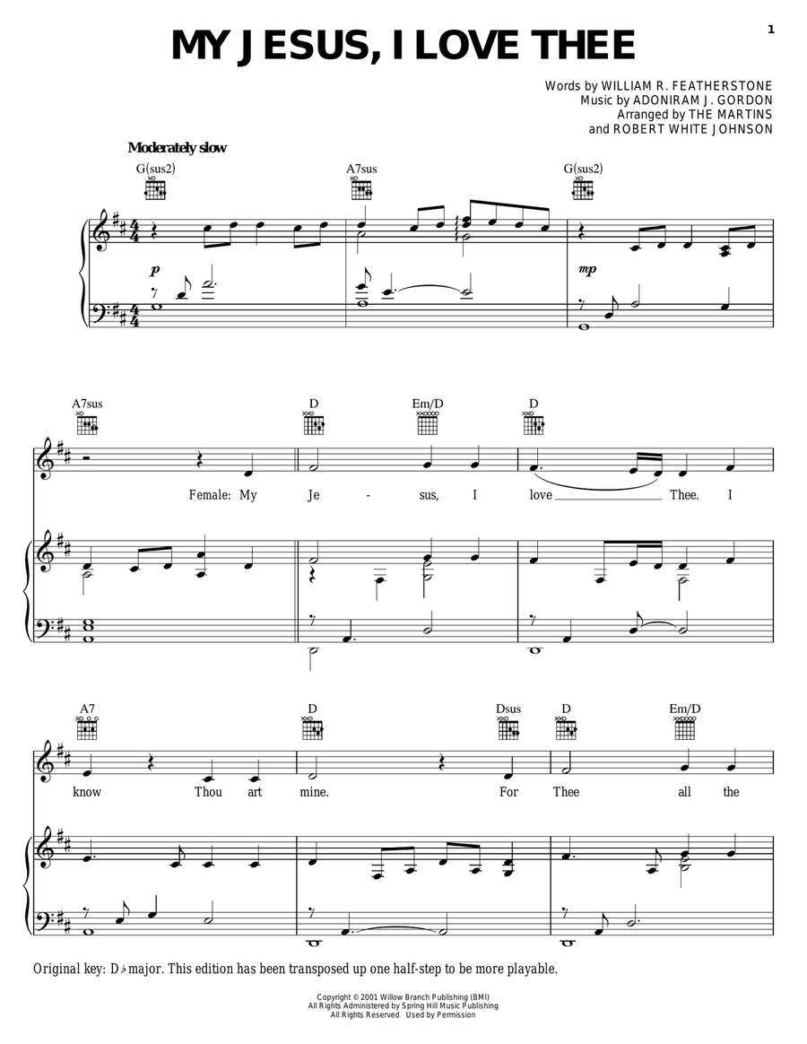 My Jesus, I Love Thee Piano, Vocal, Guitar scores gallery preview page 1