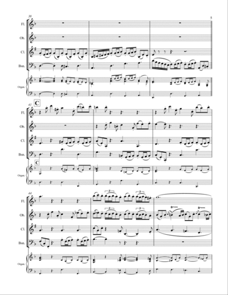 Telemann - Concerto à 4, TWV 43:G6 (for Woodwind Quartet with optional Organ) Woodwind Quartet scores gallery preview page 6