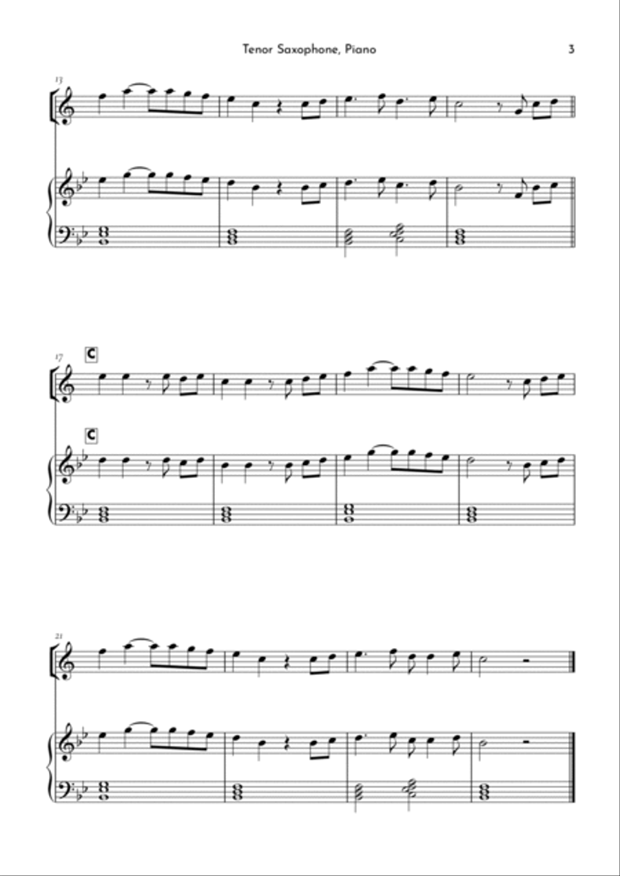 You Are My Sunshine Tenor Saxophone scores gallery preview page 3