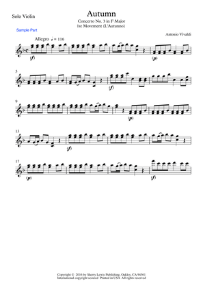 AUTUMN, Allegro by Vivaldi, Violin Solo, Intermediate Level