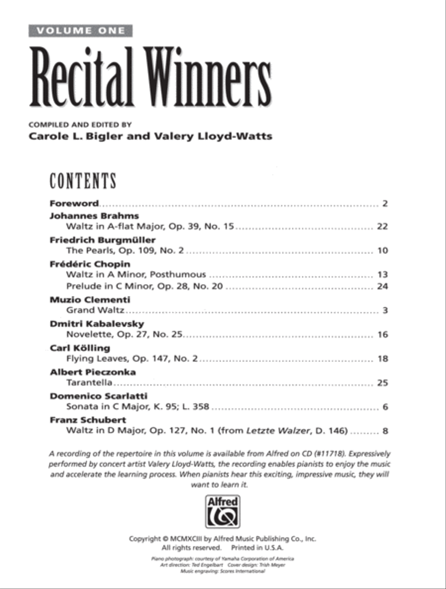 Recital Winners, Book 1 image number null