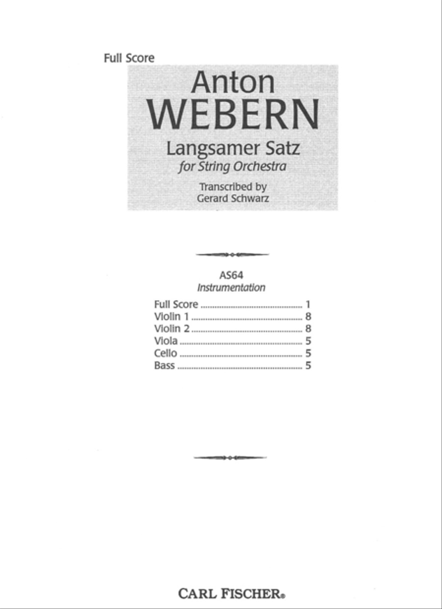 Langsamer Satz Langsamer Satz Orchestra scores gallery preview page 1