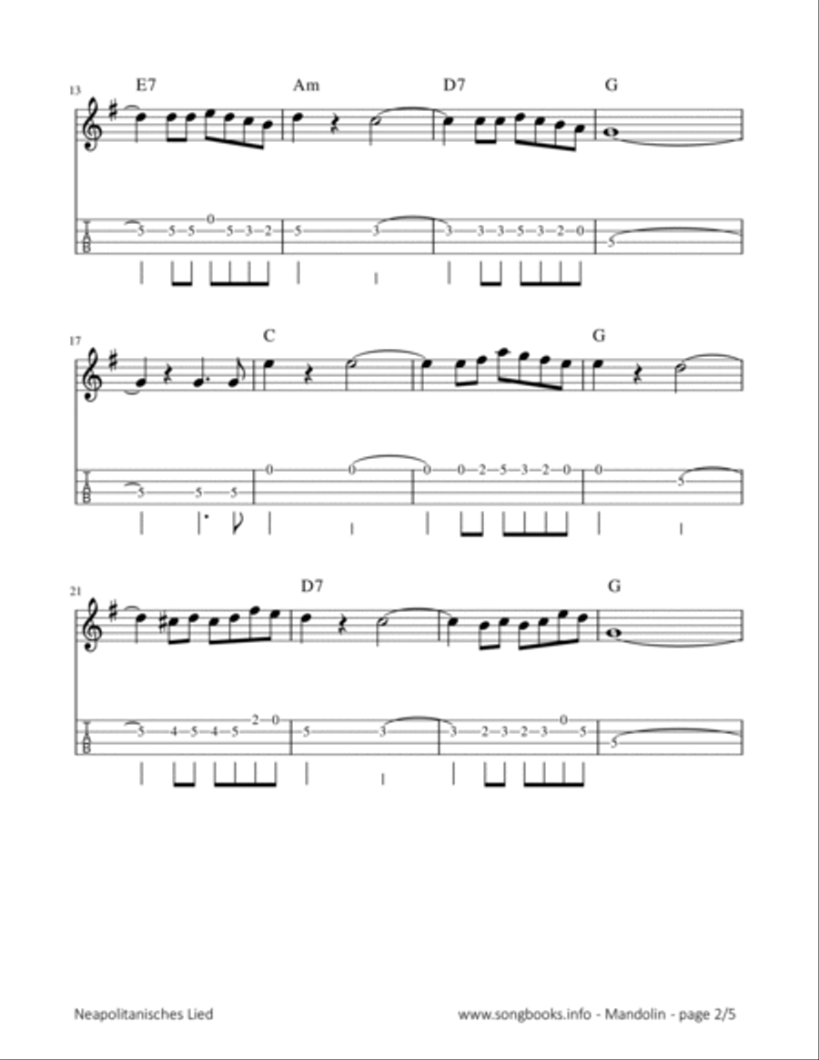 Neapolitanisches Lied - P. I. Tschaikowsky Mandolin scores gallery preview page 2