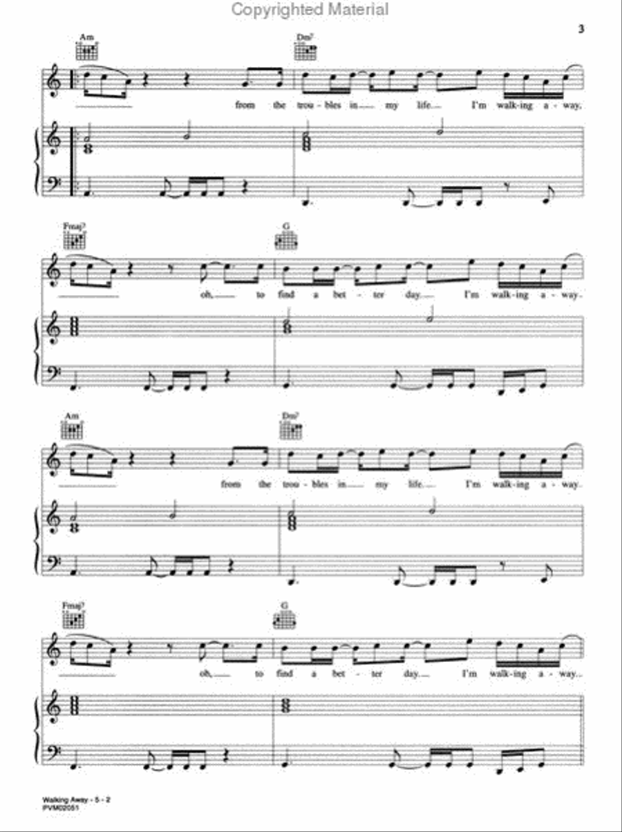 Walking Away Piano, Vocal, Guitar scores gallery preview page 3