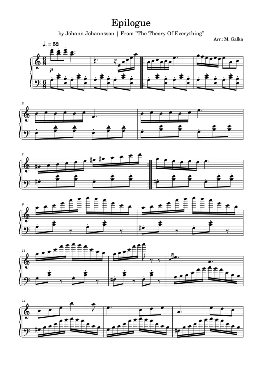 Epilogue Piano Solo scores gallery preview page 1