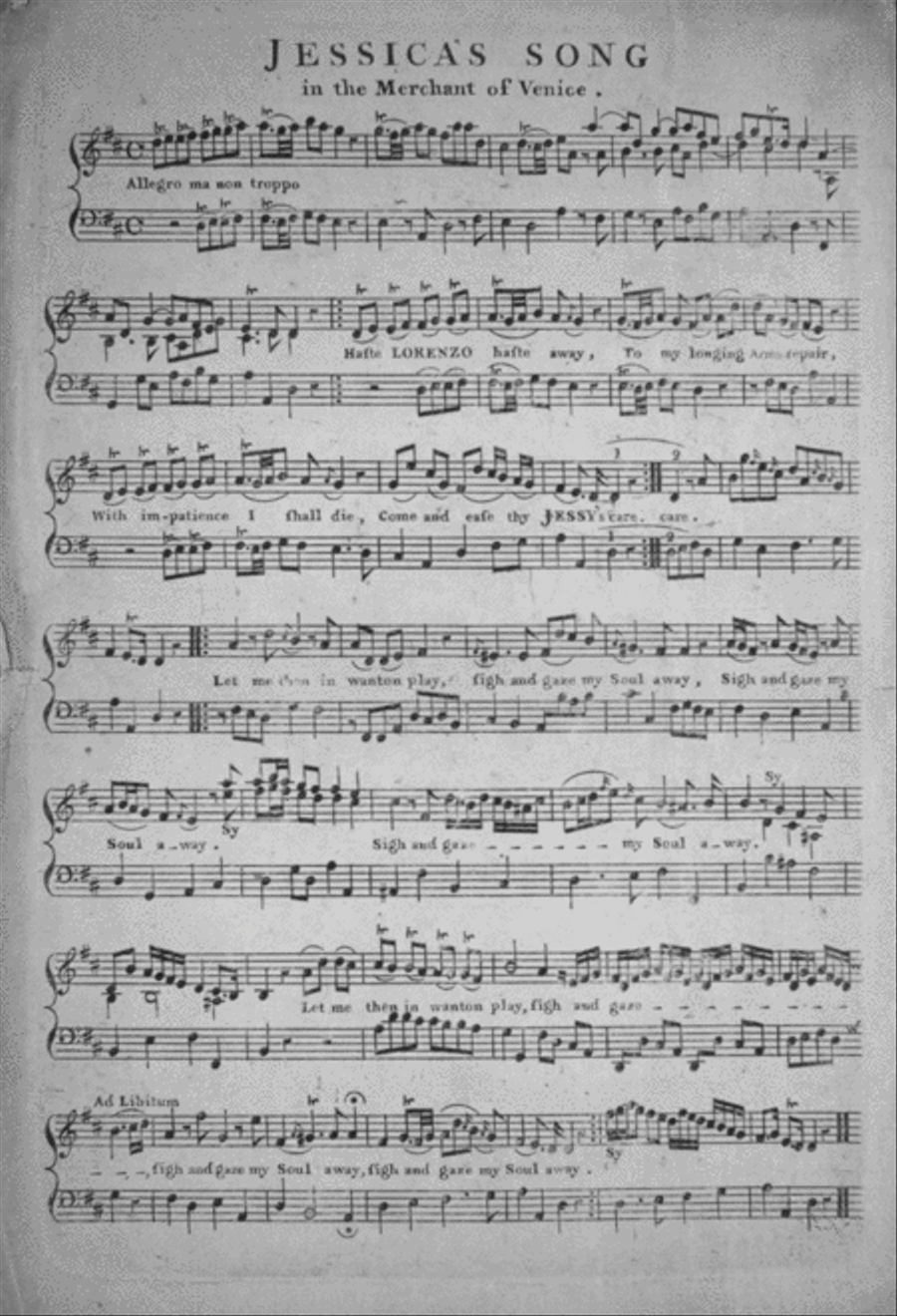 Jessica's Song in The Merchant of Venice Piano Solo scores gallery preview page 1