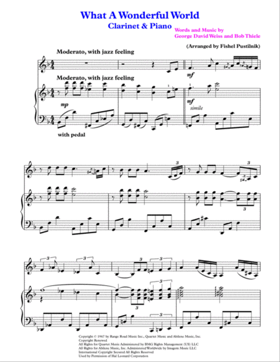 What A Wonderful World Clarinet Solo scores gallery preview page 2