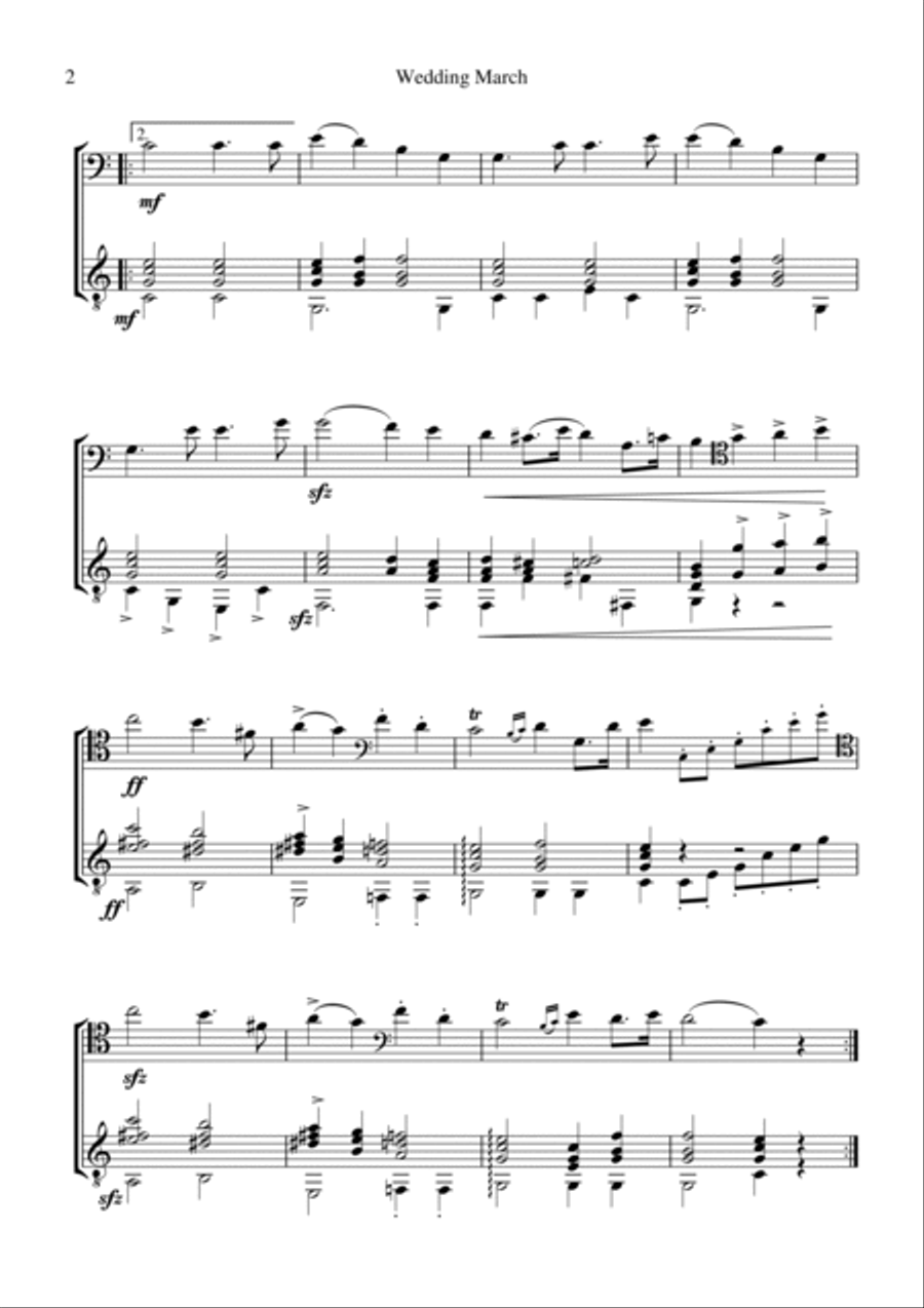 Wedding March for cello and guitar Wedding March for cello and guitar String Duet scores gallery preview page 2