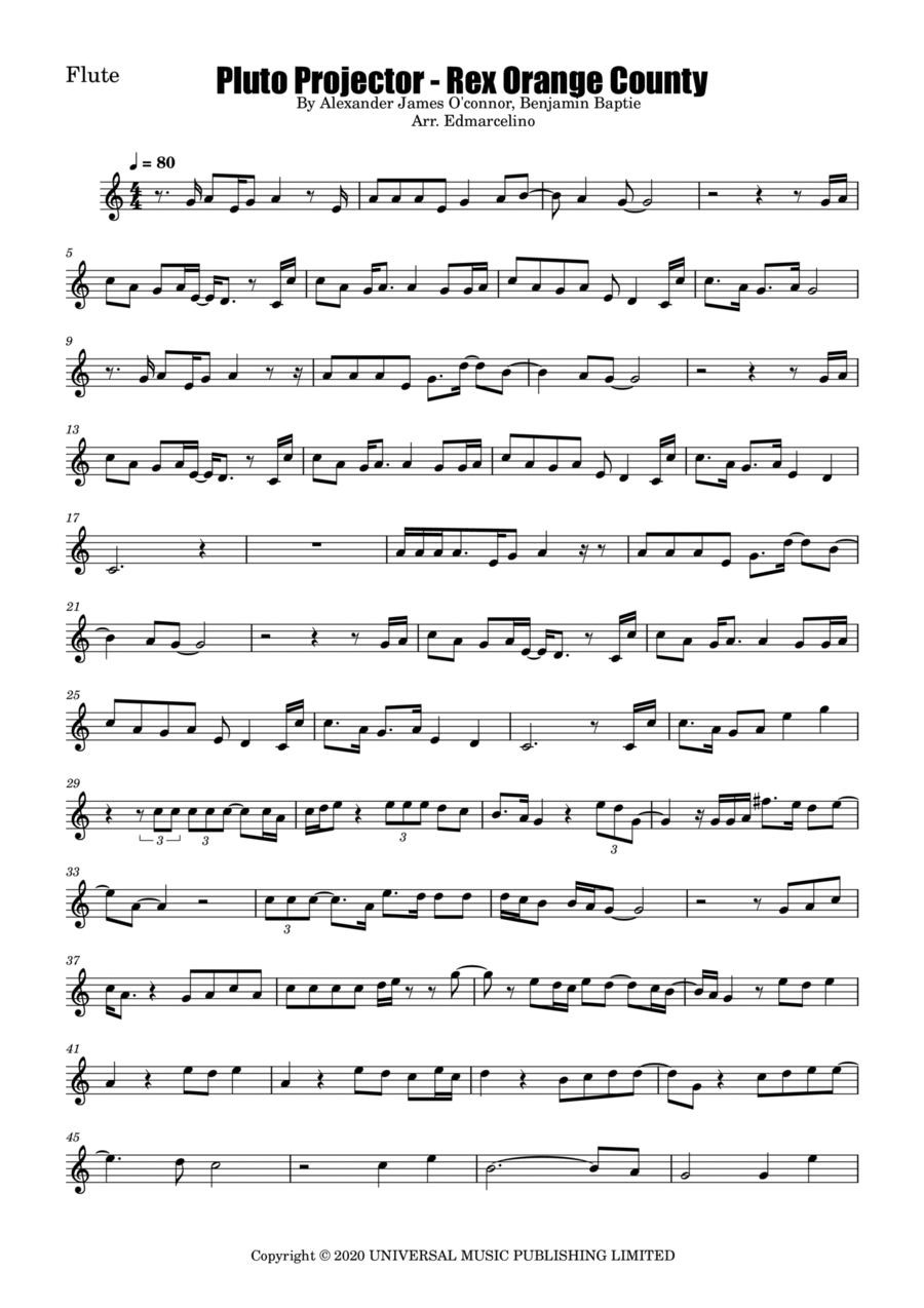 Pluto Projector Flute Solo scores gallery preview page 1