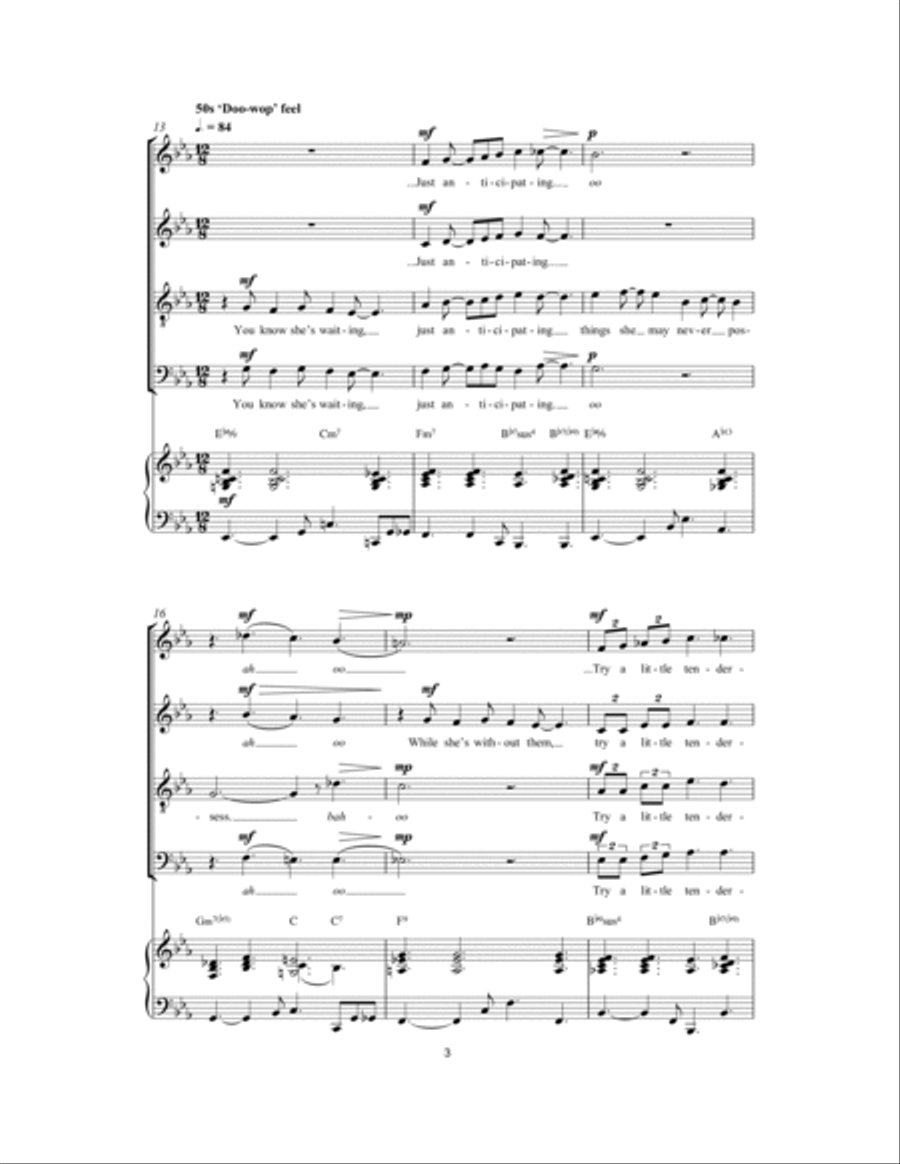 Try A Little Tenderness Choir scores gallery preview page 3