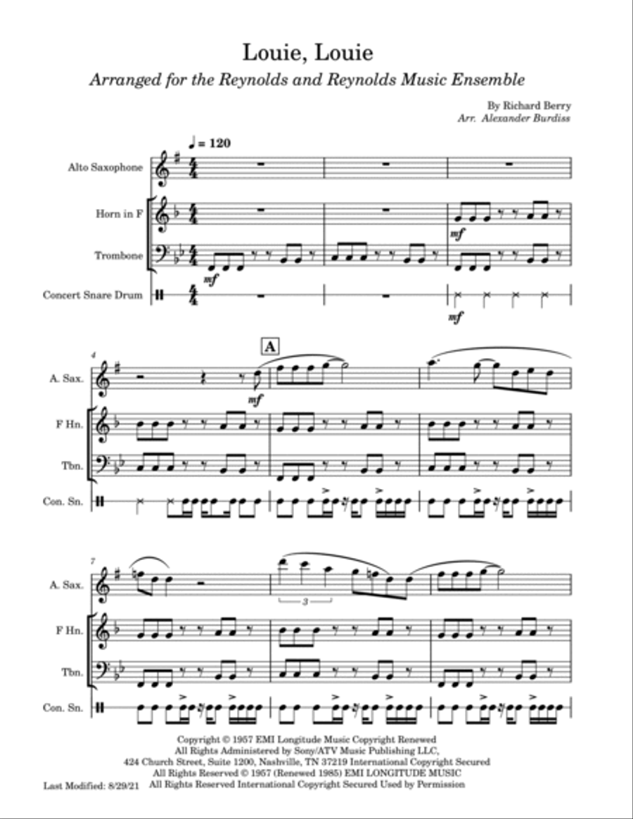Louie, Louie Small Ensemble scores gallery preview page 2