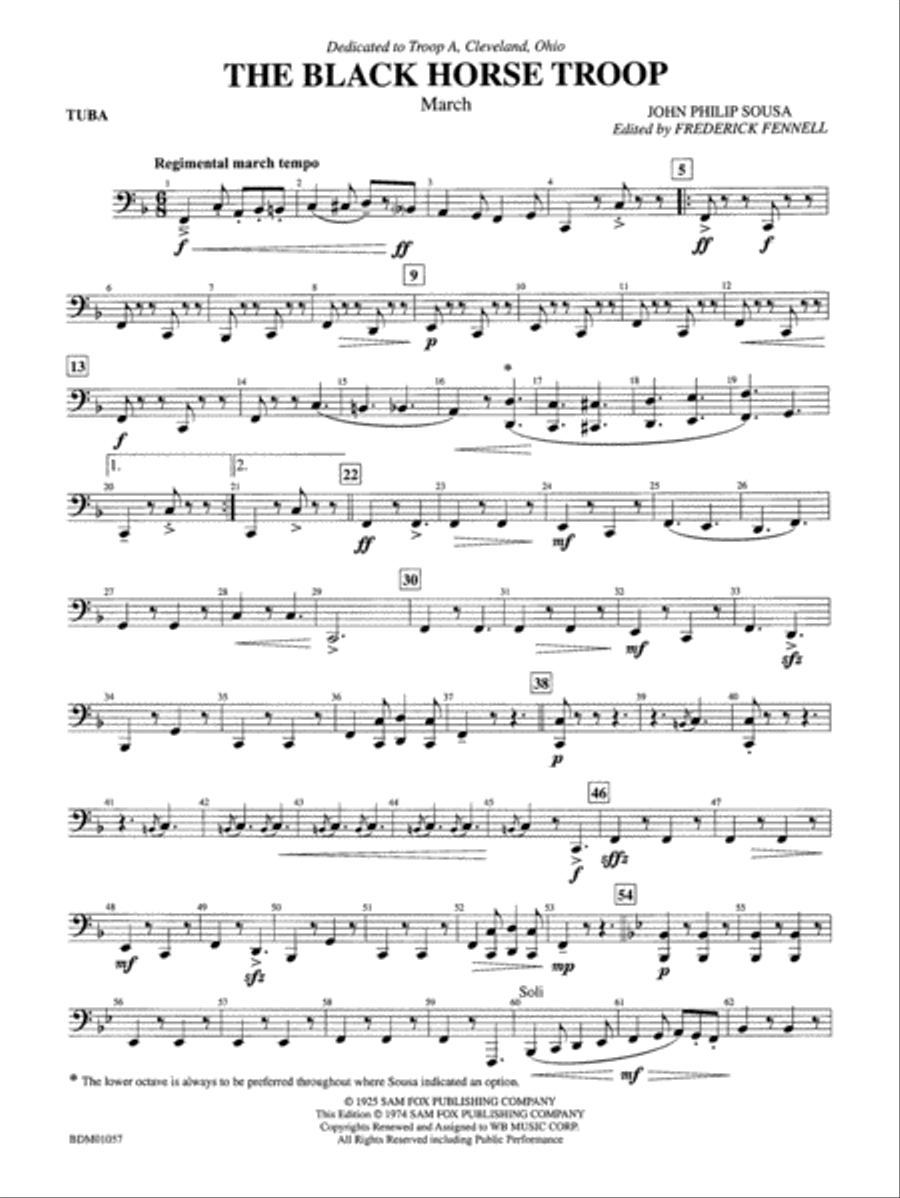 Black Horse Troop: Tuba Black Horse Troop: Tuba Concert Band scores gallery preview page 1