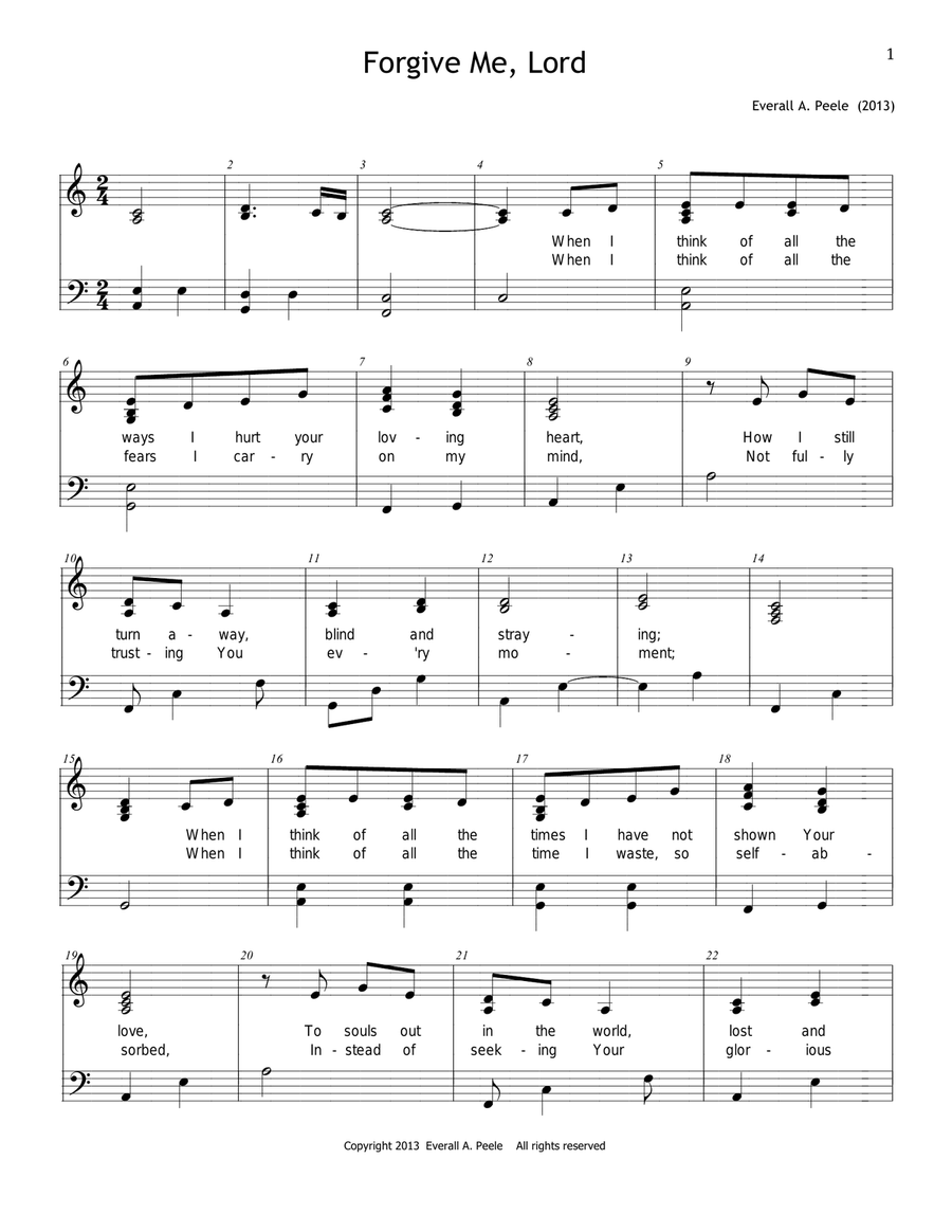 Forgive Me, Lord Piano, Vocal scores gallery preview page 1