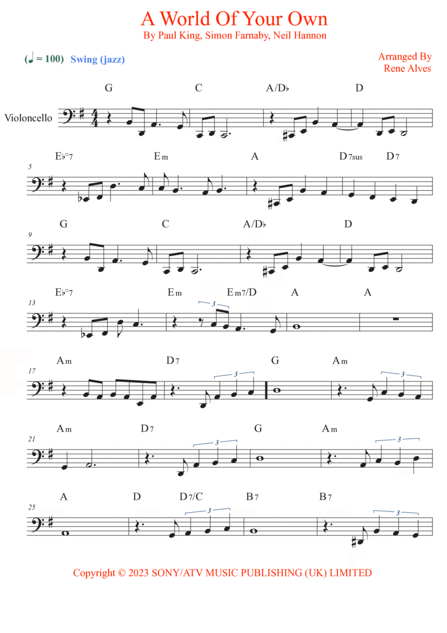 A World Of Your Own A World Of Your Own Cello Solo scores gallery preview page 1
