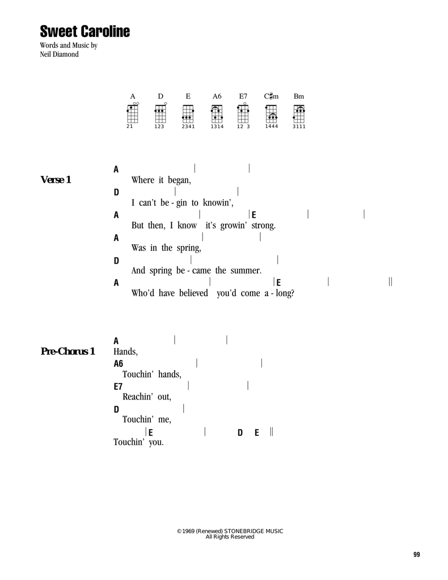 Sweet Caroline Ukulele scores gallery preview page 1