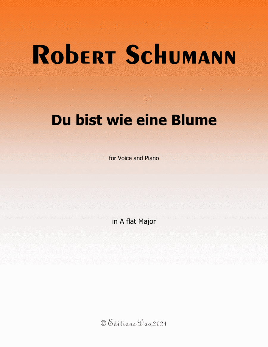 Du bist wie eine Blume,by Schumann,in A flat Major Voice scores gallery preview page 1