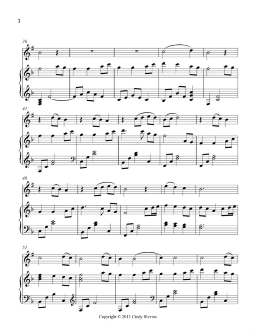 Come, Thou Fount of Every Blessing, for Piano and Clarinet Woodwind Duet scores gallery preview page 4
