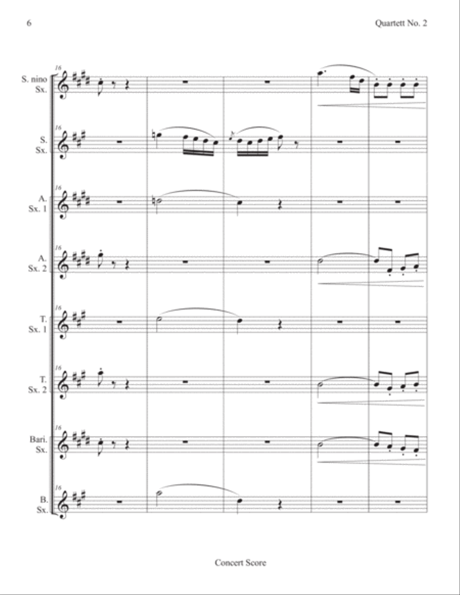 Beethoven No. 2, Opus 18 (Mvt 4) (sax. 8) (score & parts) Small Ensemble scores gallery preview page 6