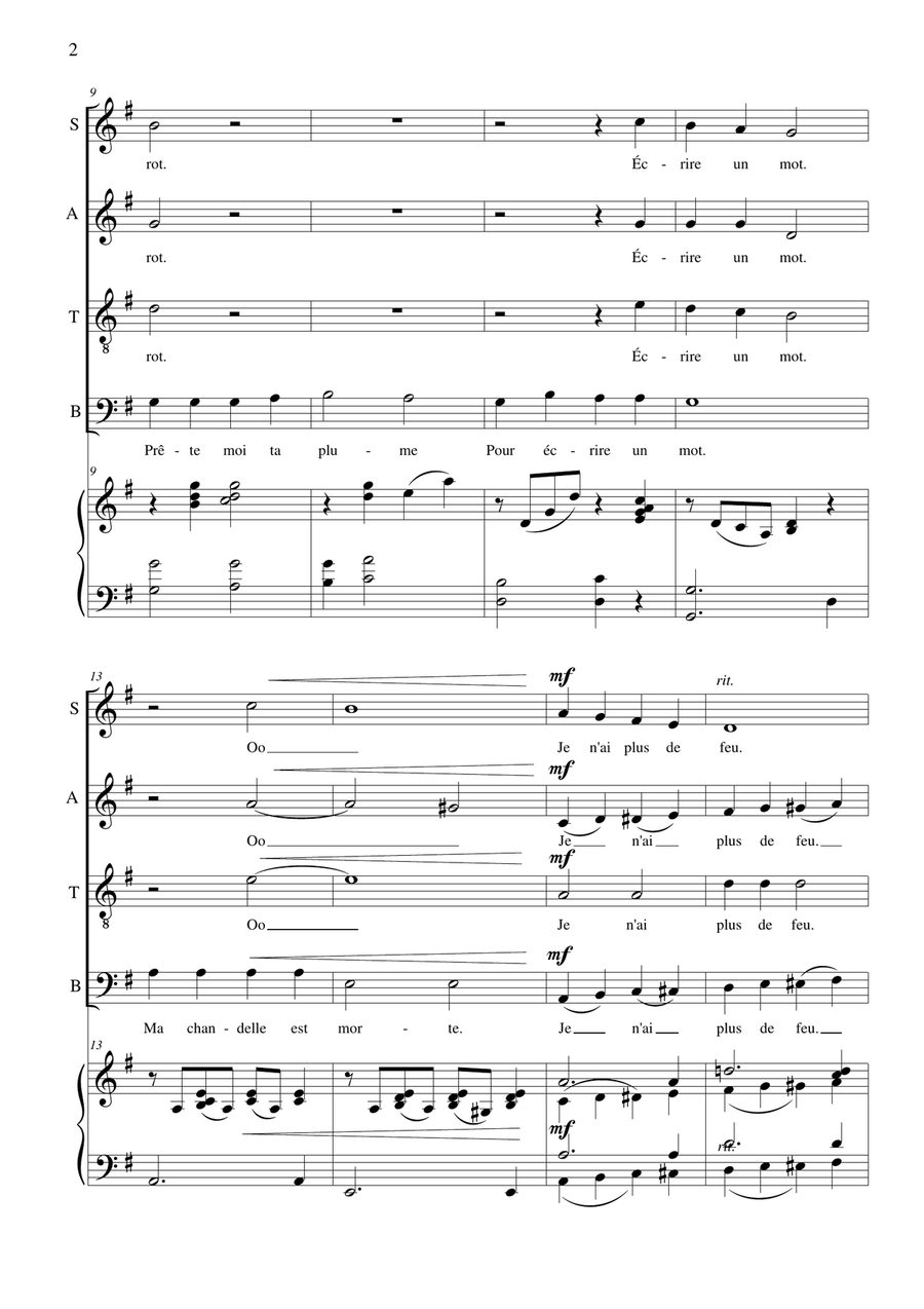 Au Claire de la Lune 4-Part scores gallery preview page 3