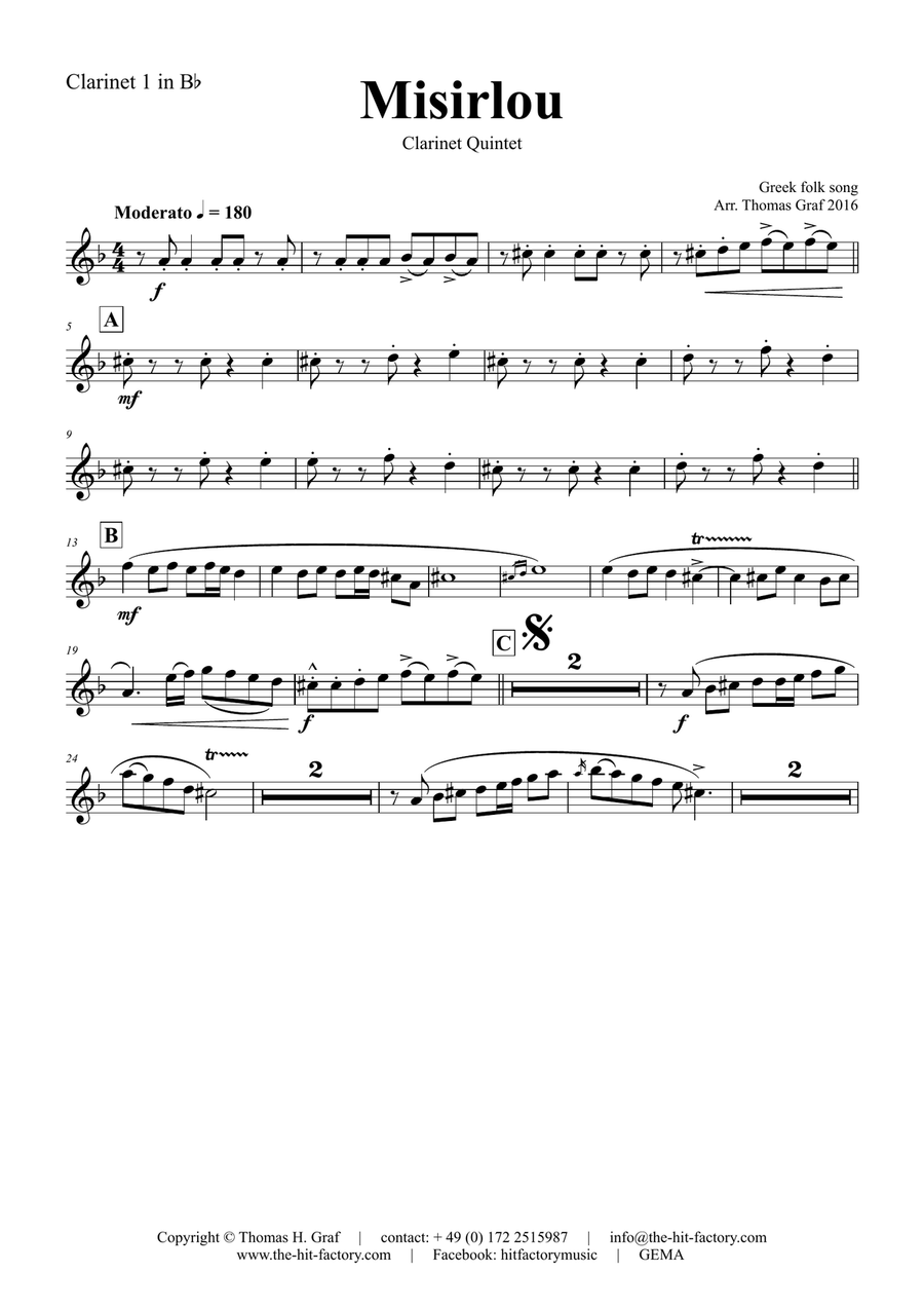 Misirlou - Pulp Fiction - Clarinet Quintet Clarinet Quintet scores gallery preview page 5