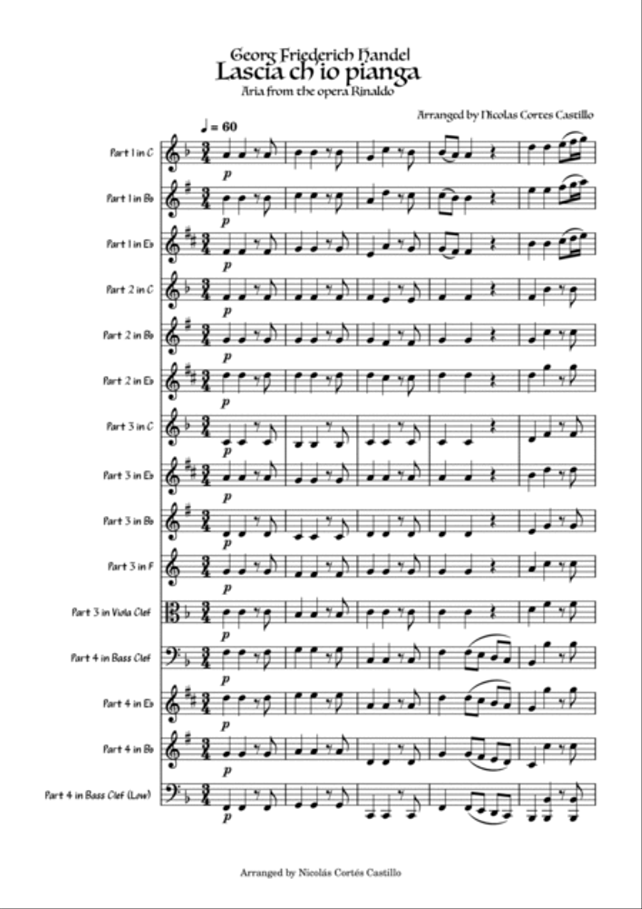 Handel - Lascia ch'io pianga - Flexible Instrumentation image number null