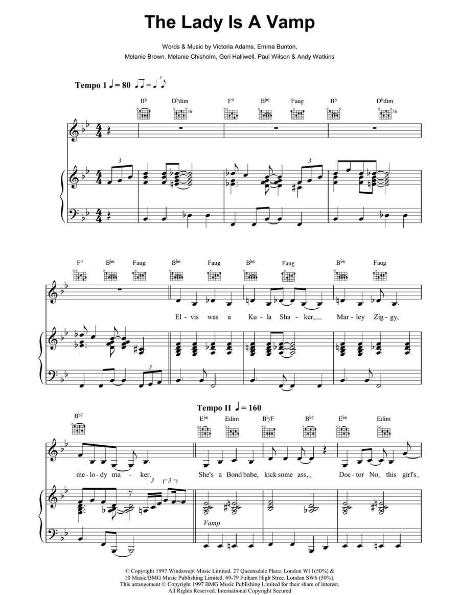 The Lady Is A Vamp The Lady Is A Vamp Piano, Vocal, Guitar scores gallery preview page 1