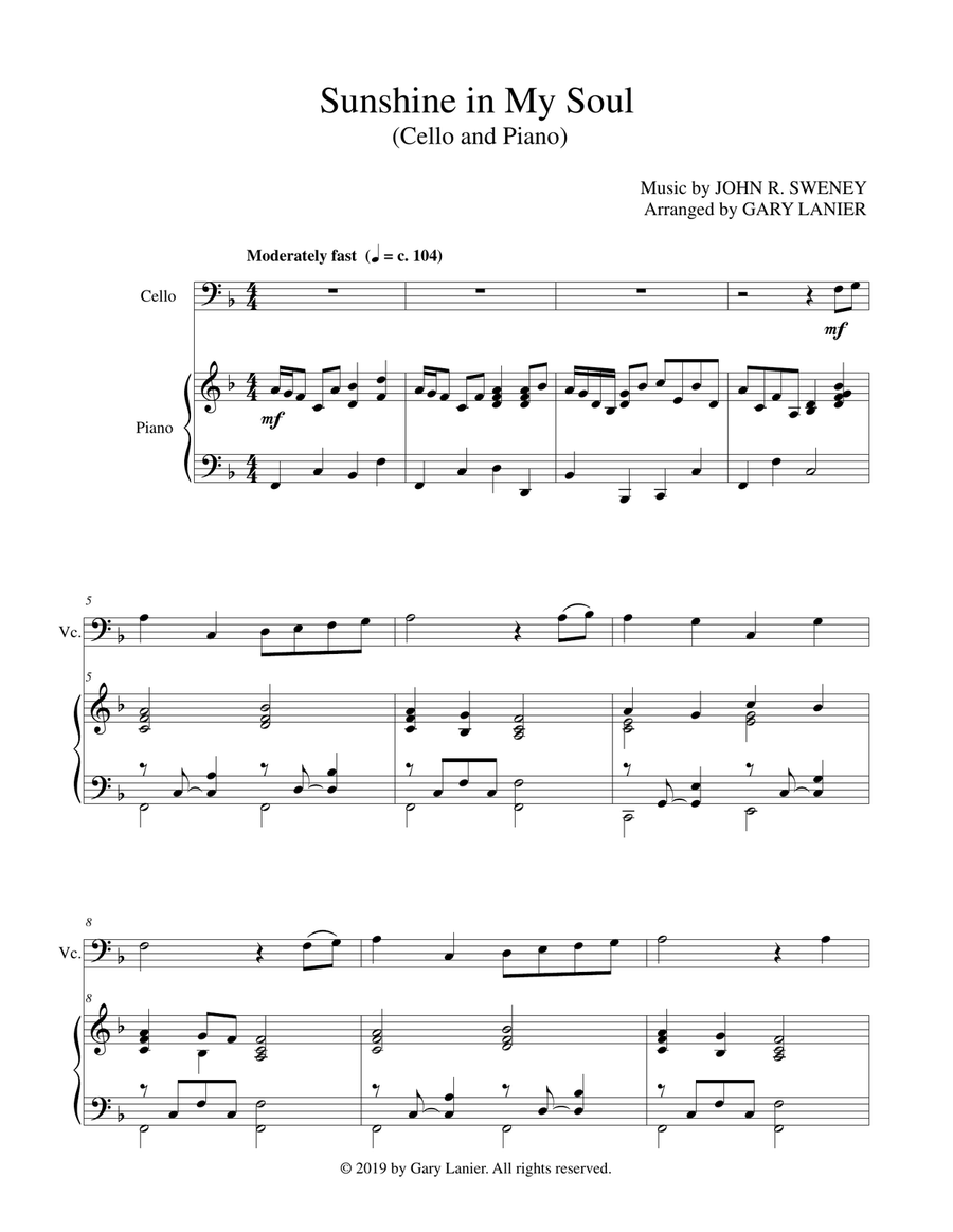 Sunshine in My Soul (Cello and Piano with Cello Part) Piano scores gallery preview page 2