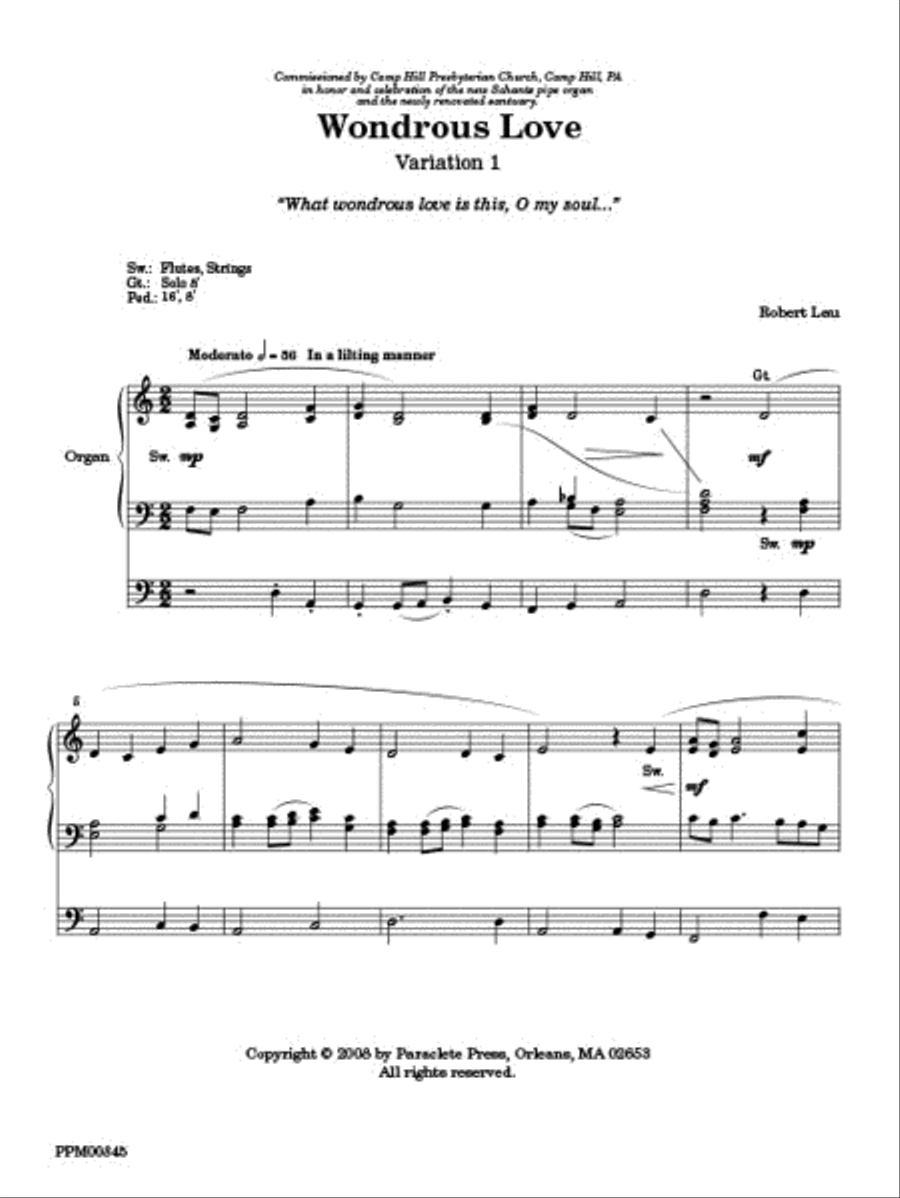 Variations On Wondrous Love Choir scores gallery preview page 1