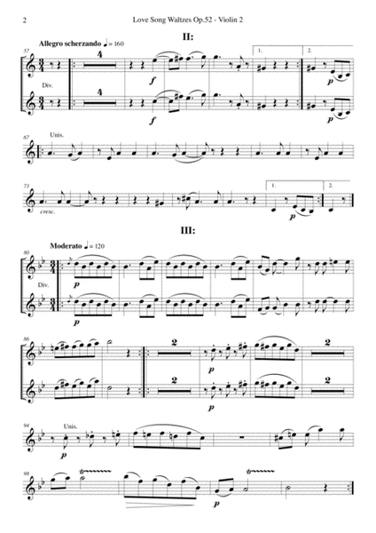 Brahms - Love Song Waltzes Op.52 - Violin 2