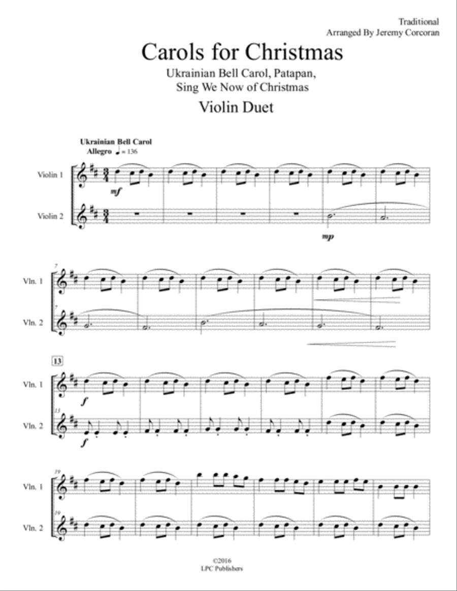 Carols for Christmas a Medley for Two Violins String Duet scores gallery preview page 2