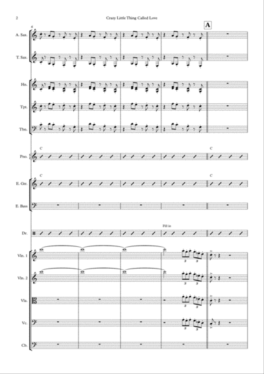 Crazy Little Thing Called Love Large Ensemble scores gallery preview page 2