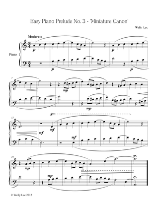Easy Piano Prelude No. 3 - "Miniature Canon"
