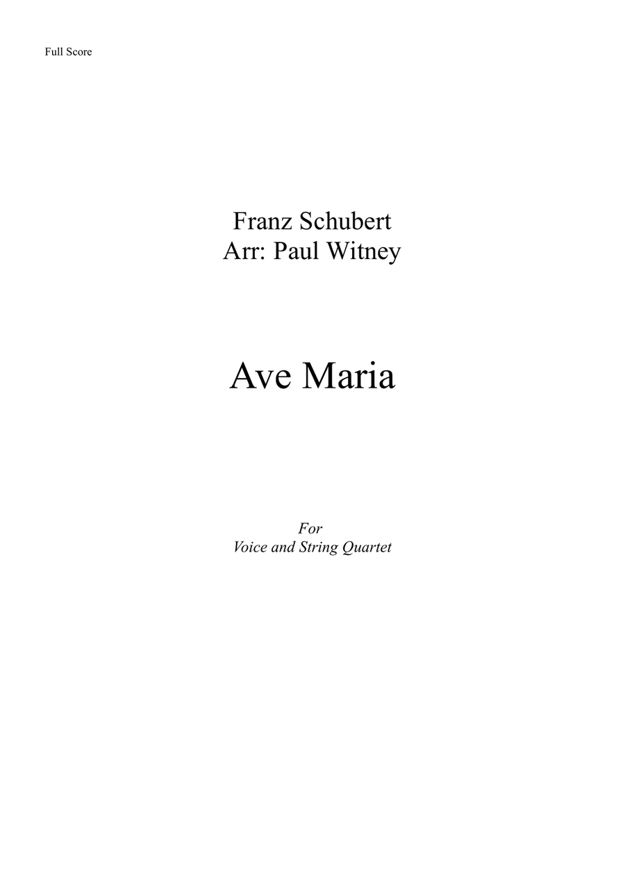 Ave Maria for Voice and String Quartet String Quartet scores gallery preview page 1