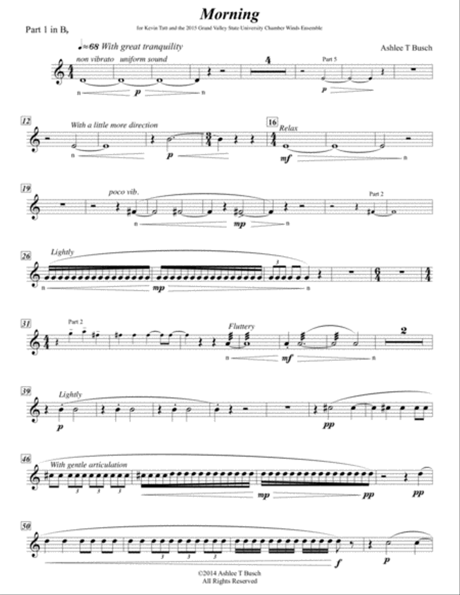 Morning B-FLAT PARTS Small Ensemble scores gallery preview page 1