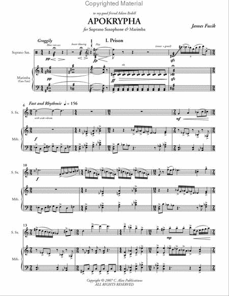 Apokrypha (score & parts) Soprano Saxophone scores gallery preview page 2