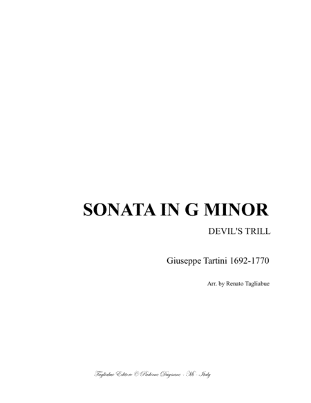 SONATA IN G MINOR - DEVIL'S TRILL - G. Tartini - Arr. for Oboe and Piano - With Oboe part image number null